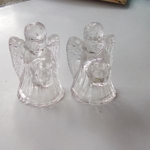 VTG Lead Crystal Miniature Angel Candleholder Set